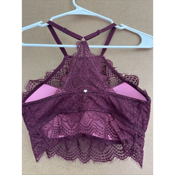 PINK Victoria's Secret Lace Bralette Womens Burgundy Size S D-DD Push Up - Picture 4 of 8